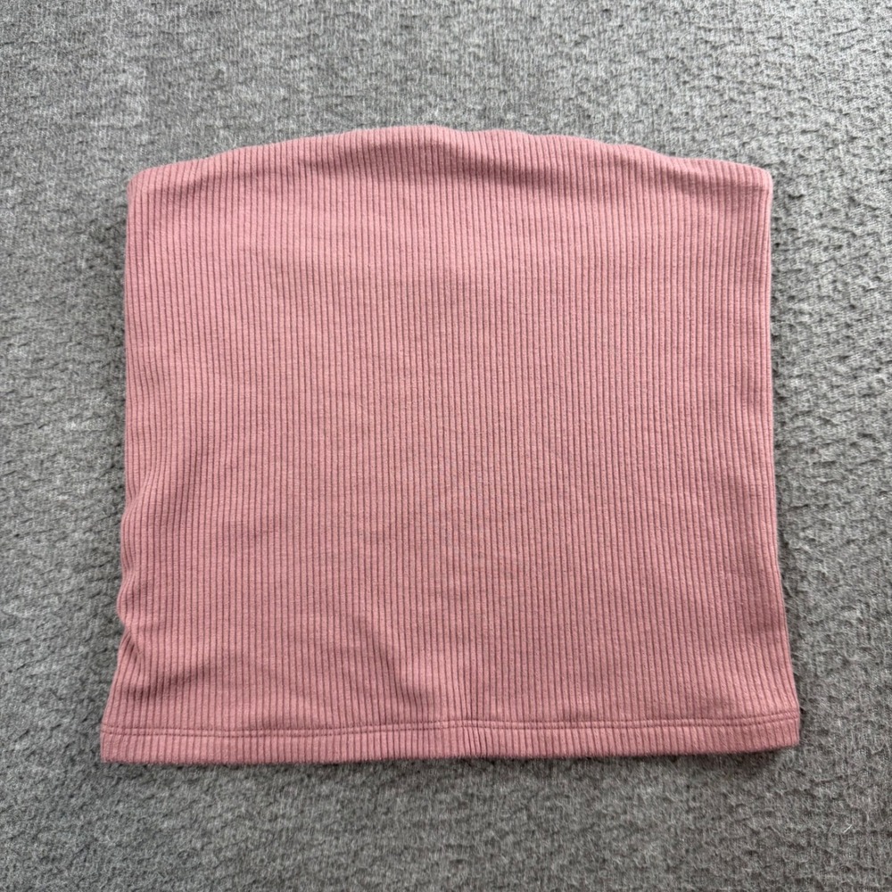 American Eagle Tube Top Women's Medium Pink Ribbed Knit Strapless Cropped Tank